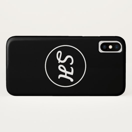 Coole Retro-Moderne Monogramm | Schwarz/Weiß Case-Mate iPhone Hülle (Rückseite (Horizontal))