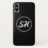 Coole Retro-Moderne Monogramm | Schwarz/Weiß Case-Mate iPhone Hülle (Rückseite)