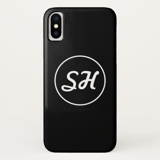Coole Retro-Moderne Monogramm | Schwarz/Weiß Case-Mate iPhone Hülle (Rückseite)