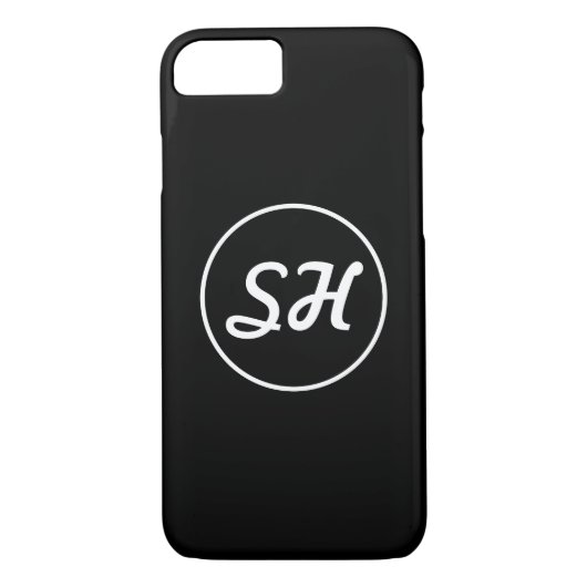 Coole Retro-Moderne Monogramm | Schwarz/Weiß Case-Mate iPhone Hülle (Rückseite)