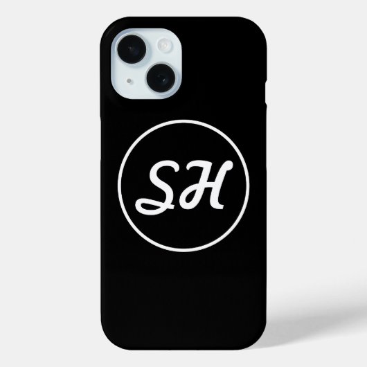 Coole Retro-Moderne Monogramm | Schwarz/Weiß Case-Mate iPhone Hülle (Rückseite)