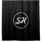 Coole Retro-Moderne Monogramm | Schwarz/Weiß Duschvorhang (Vorderseite)