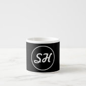 Coole Retro-Moderne Monogramm | Schwarz/Weiß Espressotasse (Vorderseite)