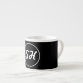 Coole Retro-Moderne Monogramm | Schwarz/Weiß Espressotasse (Vorderseite Rechts)