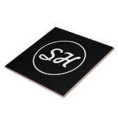 Coole Retro-Moderne Monogramm | Schwarz/Weiß Fliese (Seite)