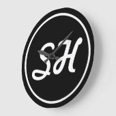 Coole Retro-Moderne Monogramm | Schwarz/Weiß Große Wanduhr (Winkel)