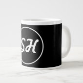 Coole Retro-Moderne Monogramm | Schwarz/Weiß Jumbo-Tasse (Vorderseite Rechts)