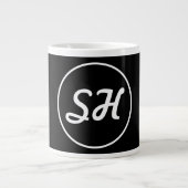 Coole Retro-Moderne Monogramm | Schwarz/Weiß Jumbo-Tasse (Vorderseite)