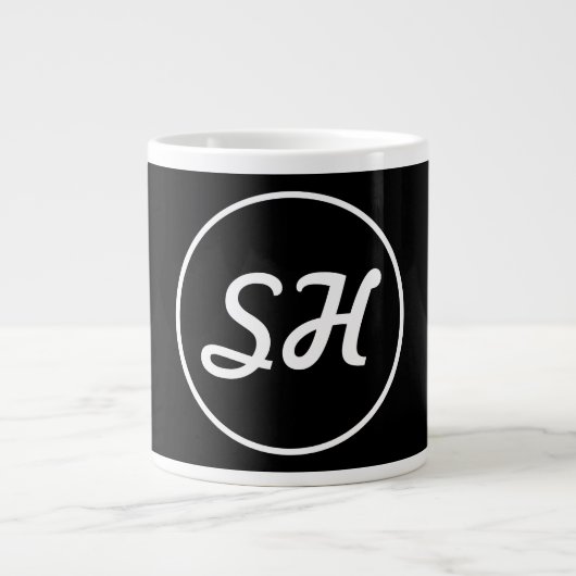 Coole Retro-Moderne Monogramm | Schwarz/Weiß Jumbo-Tasse (Vorderseite)
