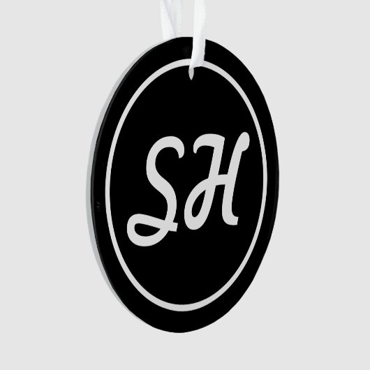 Coole Retro-Moderne Monogramm | Schwarz/Weiß Ornament (Vorderseite)