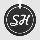 Coole Retro-Moderne Monogramm | Schwarz/Weiß Ornament (Rückseite)