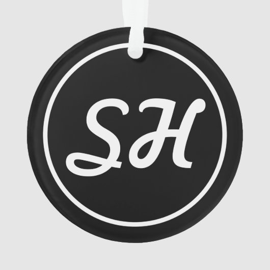 Coole Retro-Moderne Monogramm | Schwarz/Weiß Ornament (Rückseite)