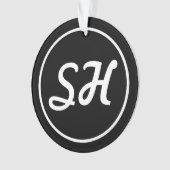 Coole Retro-Moderne Monogramm | Schwarz/Weiß Ornament (Vorderseite)