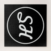 Coole Retro-Moderne Monogramm | Schwarz/Weiß Puzzle (Horizontal)