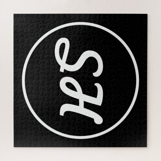 Coole Retro-Moderne Monogramm | Schwarz/Weiß Puzzle (Horizontal)