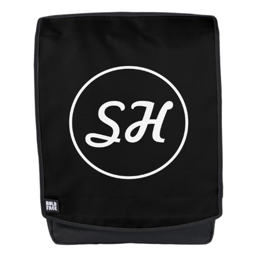 Coole Retro-Moderne Monogramm | Schwarz/Weiß Rucksack (Vorderseite)
