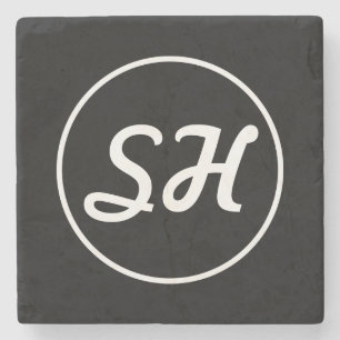 Coole Retro-Moderne Monogramm   Schwarz/Weiß Steinuntersetzer
