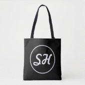 Coole Retro-Moderne Monogramm | Schwarz/Weiß Tasche (Vorderseite)