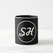 Coole Retro-Moderne Monogramm | Schwarz/Weiß Tasse (Zentrum)