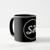 Coole Retro-Moderne Monogramm | Schwarz/Weiß Tasse (Vorderseite Links)