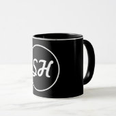 Coole Retro-Moderne Monogramm | Schwarz/Weiß Tasse (VorderseiteRechts)
