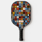 Coole Retro Muster Monogram Initial 70er Inspirier Pickleball Schläger (Vorderseite)