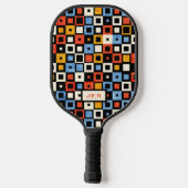 Coole Retro Muster Monogram Initial 70er Inspirier Pickleball Schläger (Rückseite)
