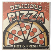 Coole Retro-Pizza-Zuhause Fliese (Vorderseite)