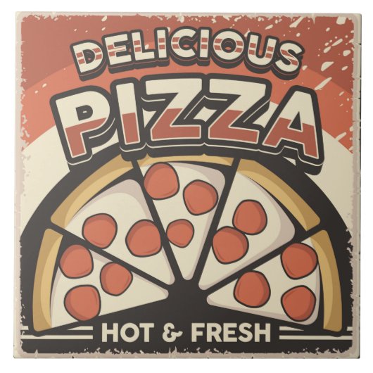 Coole Retro-Pizza-Zuhause Fliese (Vorderseite)