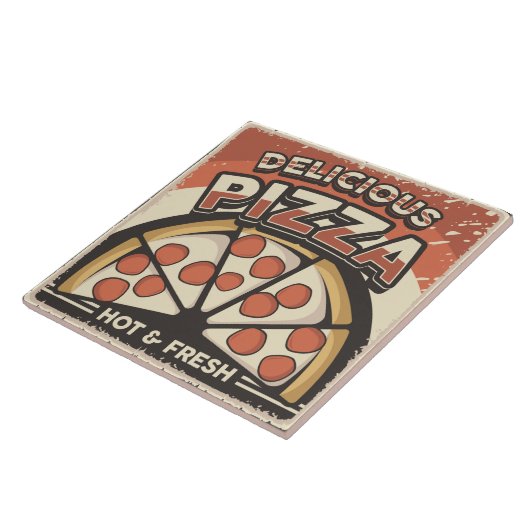 Coole Retro-Pizza-Zuhause Fliese (Seite)