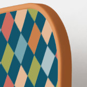 Coole Retro-Raute Diamanten Aquamarin Monogramm Pickleball Schläger (Linke Seite)