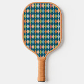 Coole Retro-Raute Diamanten Aquamarin Monogramm Pickleball Schläger (Rückseite)