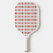 Coole Retro-Raute Diamanten Muster Monogram Pickle Pickleball Schläger (Rückseite)