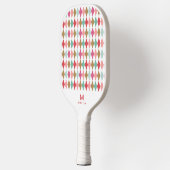 Coole Retro-Raute Diamanten Muster Monogram Pickle Pickleball Schläger (Links)