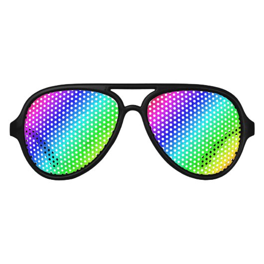 Coole Retro-Regenbogenfarben-Farbverlauf Party-Sch Sonnenbrille (Vorderseite)