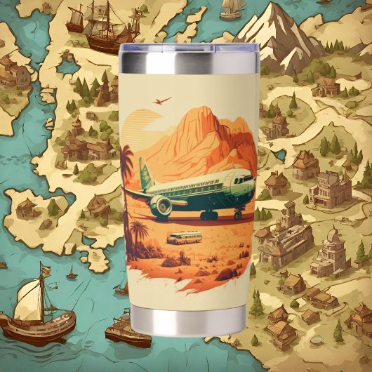 Coole Retro-Reise-Liebhaber Flugzeug Thermobecher