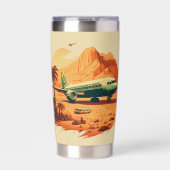 Coole Retro-Reise-Liebhaber Flugzeug Thermobecher (Vorderseite)