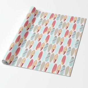 Coole Retro-Rot- und Blau-Surfboard Geschenkpapier
