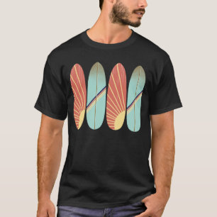 Coole Retro-Rot- und Blau-Surfboard T-Shirt