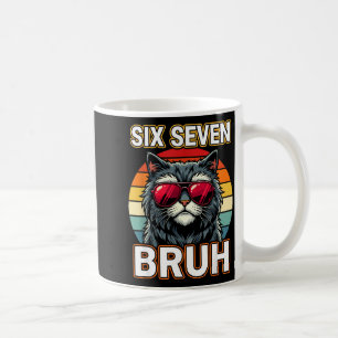 Coole Retro Sechs Sieben Bruh Katze Sungles Meme 6 Kaffeetasse
