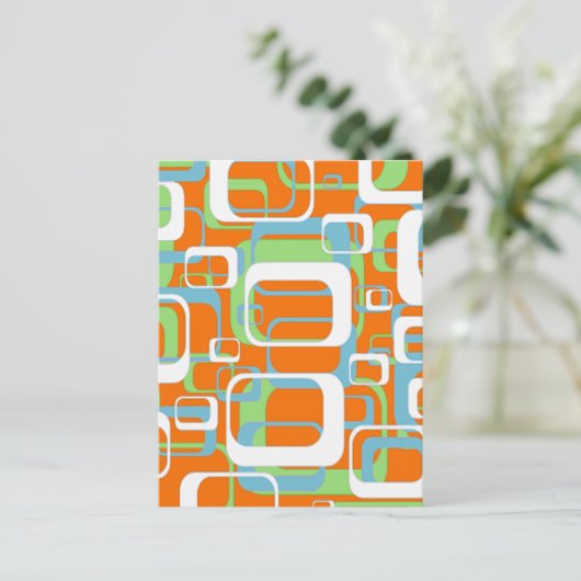 Coole Retro-Sofas, grün, orange und weiß Postkarte (Stehend Vorderseite)