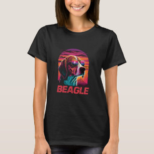 Coole Retro-Sonnenbrille Sonnenuntergang Beagle T-Shirt