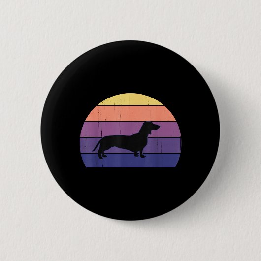 Coole Retro-Sonnenuntergangs-Dachshunde_ Großartig Button (Vorderseite)