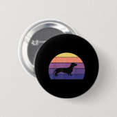 Coole Retro-Sonnenuntergangs-Dachshunde_ Großartig Button (Vorne & Hinten)