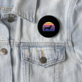 Coole Retro-Sonnenuntergangs-Dachshunde_ Großartig Button (Beispiel)