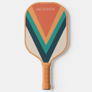 Coole Retro Streifen Personalisiert Pickleball Schläger