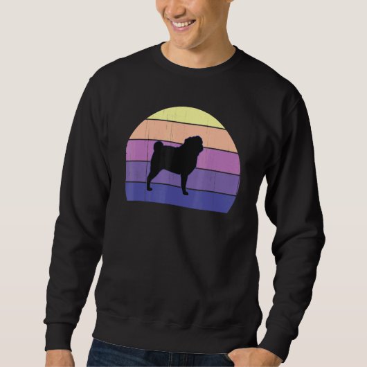 Coole Retro Sunset Möpsen Grosser Mops Eigentümer Sweatshirt (Vorderseite)