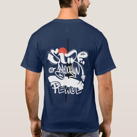 Coole Retro-Surf-Brooklyn-Frieden T-Shirt (Rückseite)