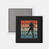 Coole Retro Text Silhouette Badminton Magnet (Vorderseite/Rückseite)
