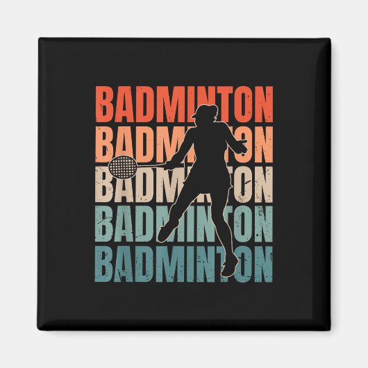 Coole Retro Text Silhouette Badminton Magnet (Vorne)